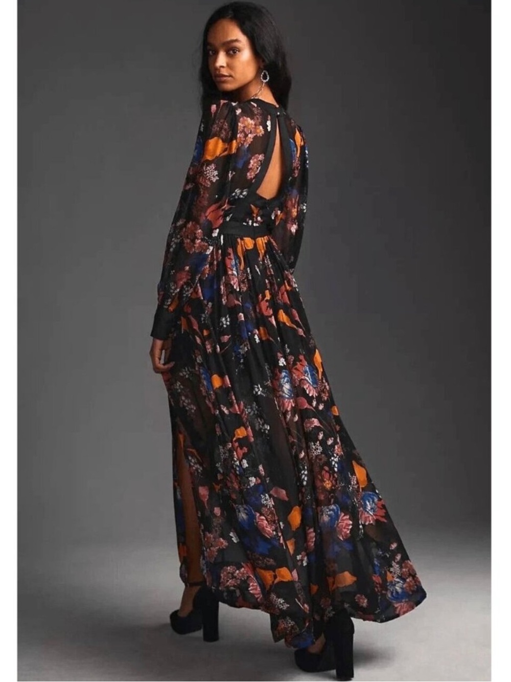 Maeve Anthropologie Deep-V Printed Maxi Dress Size 4 NWT
